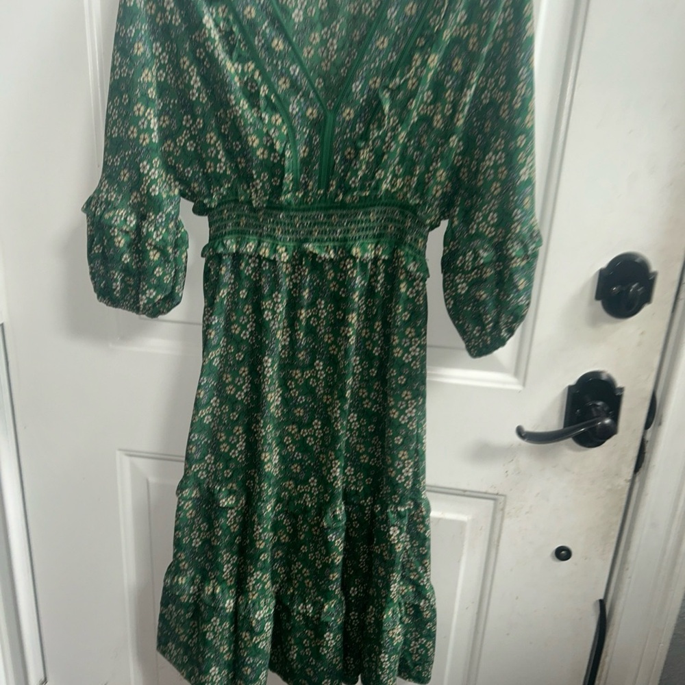 Max Studio Green Sundress with Bishop Sleeves - Picture 6 of 16
